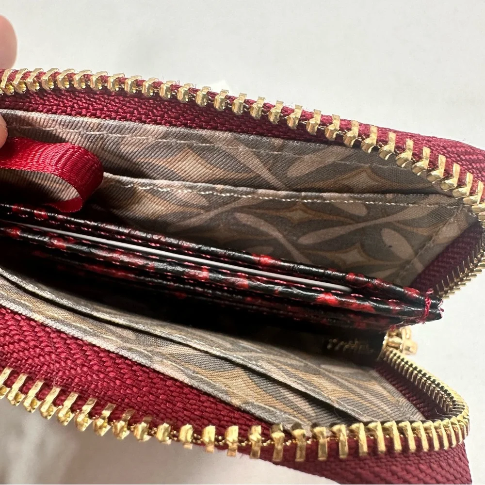 CXL by‎ Christian Lacroix Red Python Smooth Zip Around Wallet New